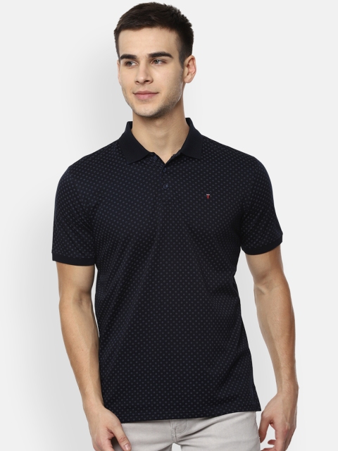 

Louis Philippe Sport Men Navy Blue Printed Polo Collar Pure Cotton T-shirt