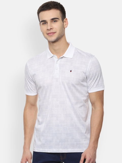 

Louis Philippe Sport Men White Slim Fit Checked Polo Collar T-shirt