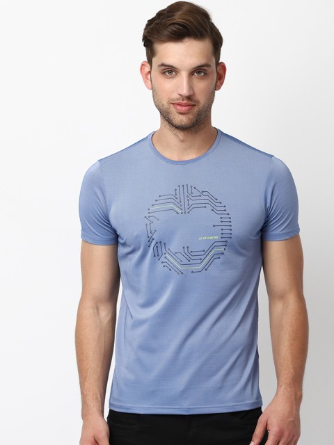

Louis Philippe Sport Men Blue & Grey Printed Slim Fit Round Neck T-shirt