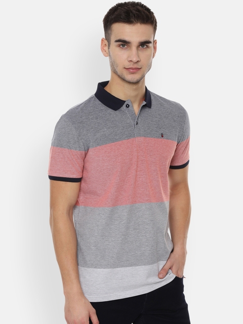 

Louis Philippe Sport Men Grey & Red Colourblocked Slim Fit Polo Collar T-shirt