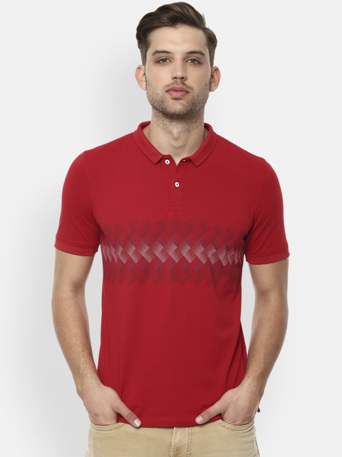 

Louis Philippe Sport Men Red Printed Polo Collar Slim Fit T-shirt