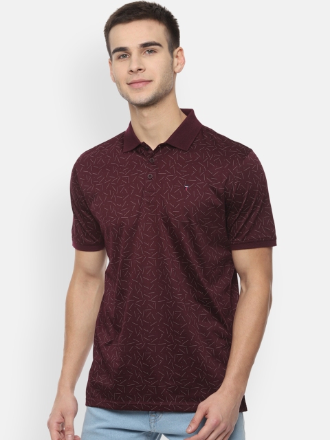 

Louis Philippe Sport Men Maroon Printed Slim Fit Polo Collar T-shirt