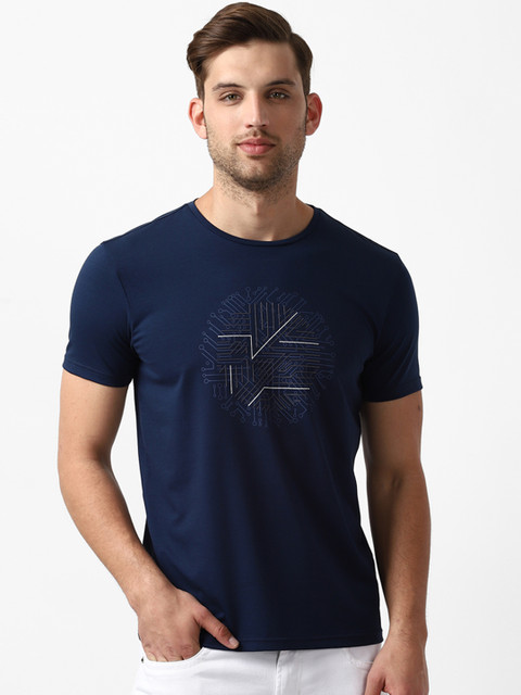 

Louis Philippe Sport Men Navy Blue & White Printed Slim Fit Polo Collar T-shirt
