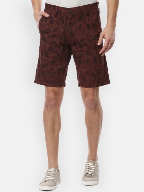 

Louis Philippe Sport Men Brown & Black Printed Slim Fit Chino Shorts