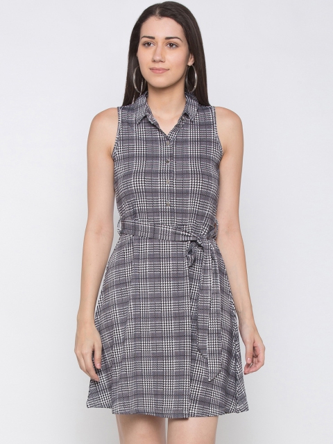 

Globus Women Black & White Checked A-Line Dress