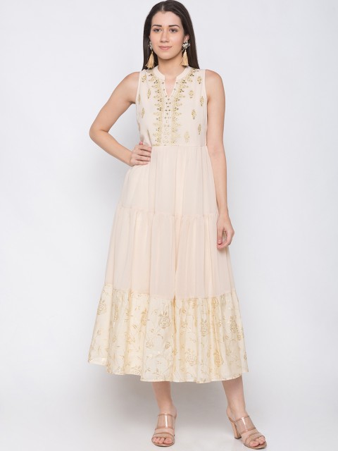 

Globus Women Beige Embroidered A-Line Dress