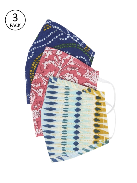 

Myshka Unisex Pack of 3 3-Ply Reusable Cloth Masks, Multi
