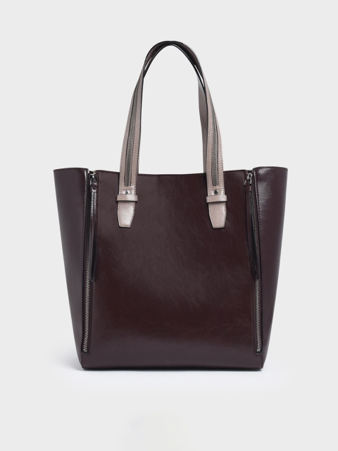 

CHARLES & KEITH Brown Solid Tote Bag