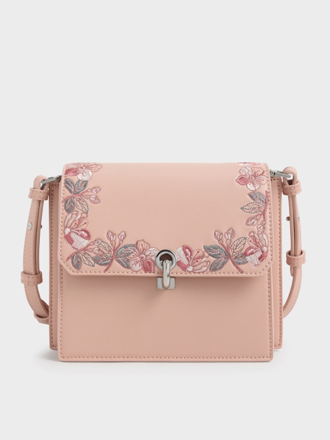 

CHARLES & KEITH Pink Embroidered Sling Bag