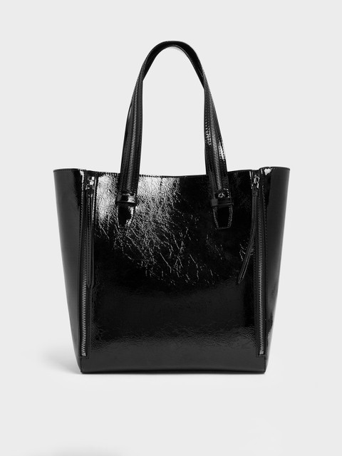 

CHARLES & KEITH Black Solid Tote Bag