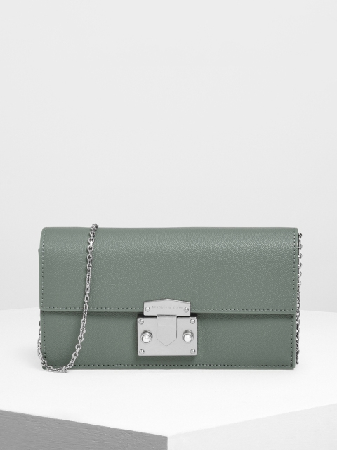 

CHARLES & KEITH Green Solid Sling Bag