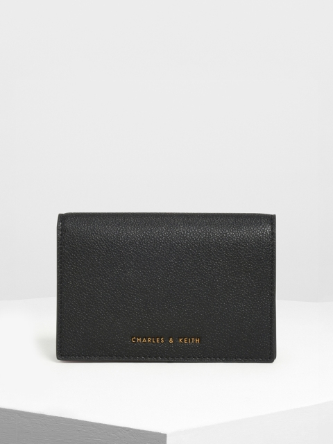 

CHARLES & KEITH Women Black Solid Card Holder