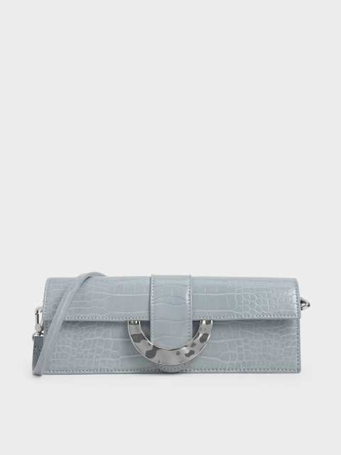 

CHARLES & KEITH Blue Animal Skin Textured Clutch