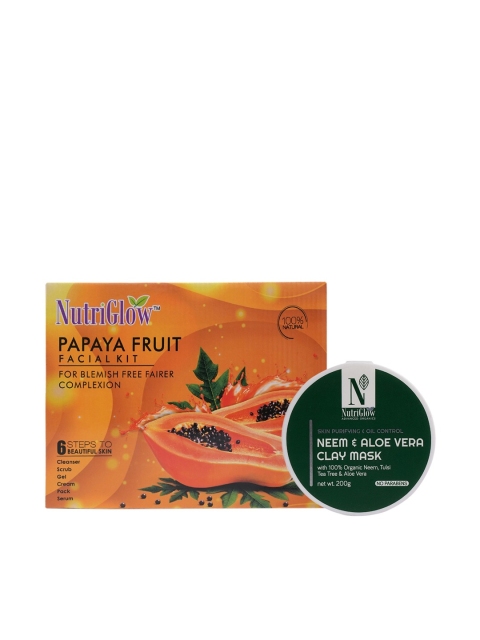 

NutriGlow Combo of 2 Papaya Fruit Facial Kit & Neem & Aloe Vera Clay Mask 460 g, Multi