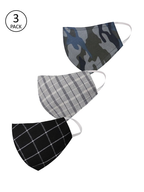 

VASTRAMAY Unisex 3 Pcs 3 Ply Reusable Cloth Masks, Green