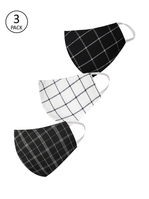 

VASTRAMAY Unisex Pack Of 3 Reusable 3-Ply Protective Cloth Mask, Black