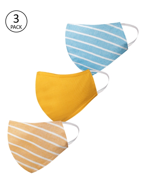 

VASTRAMAY Adults 3 Pcs Reusable 3-Ply Protective Cloth Masks, Yellow