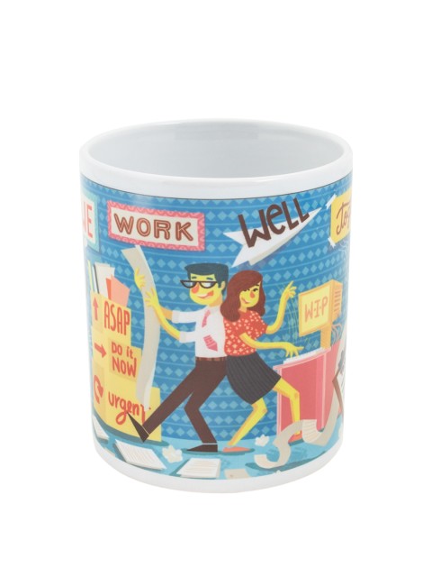 

Chumbak White & Blue Office Shenanigans Printed Coffee Mug