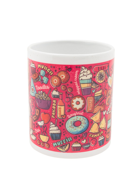 

Chumbak White & Red Munchies Printed Coffee Mug