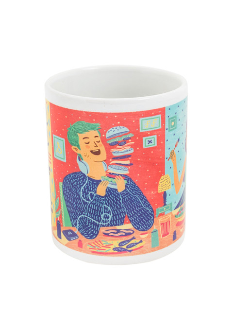 

Chumbak Red & Blue Printed Same But Different Coffee Mug