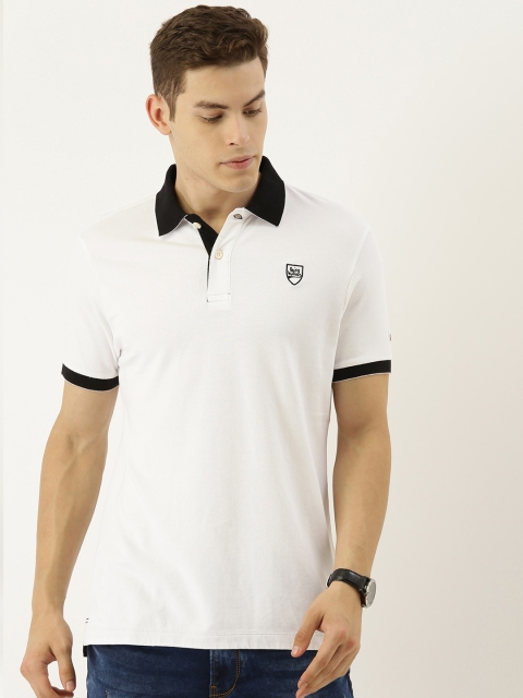

Being Human Men White Solid Contrast Polo Collar T-shirt