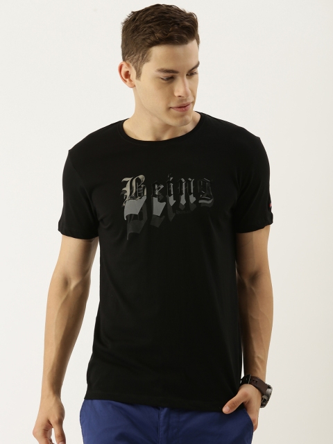 

Being Human Men Black Printed Round Neck Pure Cotton T-shirt