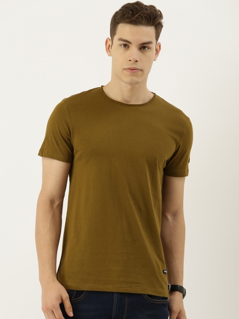 

Being Human Men Olive Green Solid Round Neck T-shirt