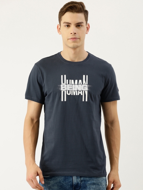 

Being Human Men Navy Blue Printed Round Neck Pure Cotton T-shirt