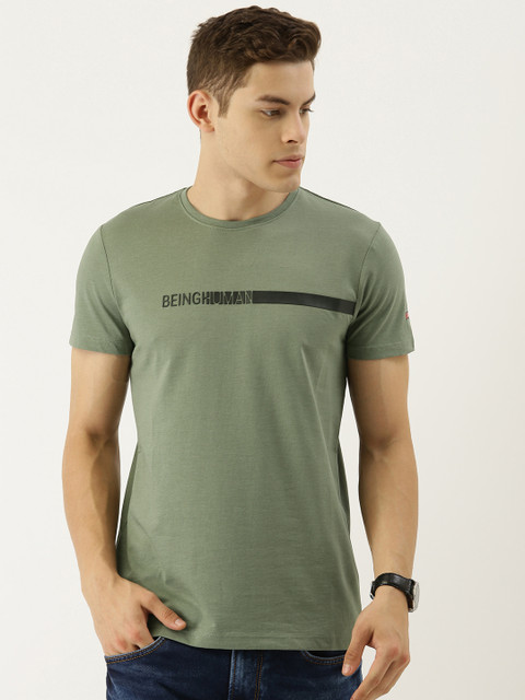 

Being Human Men Olive Green Printed Round Neck T-shirt