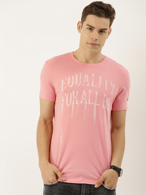 

Being Human Men Pink Printed Round Neck T-shirt