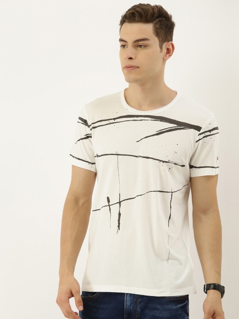 

Being Human Clothing Men Off-White & Black Printed Round Neck T-shirt