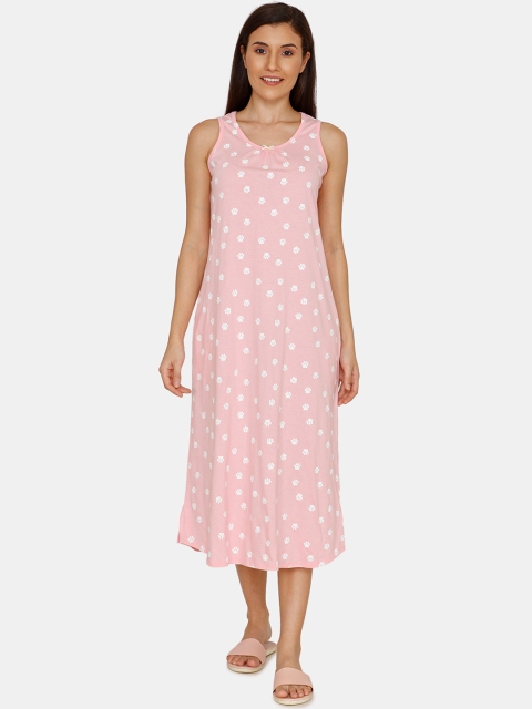 

Zivame Women Peach Printed Nightdress