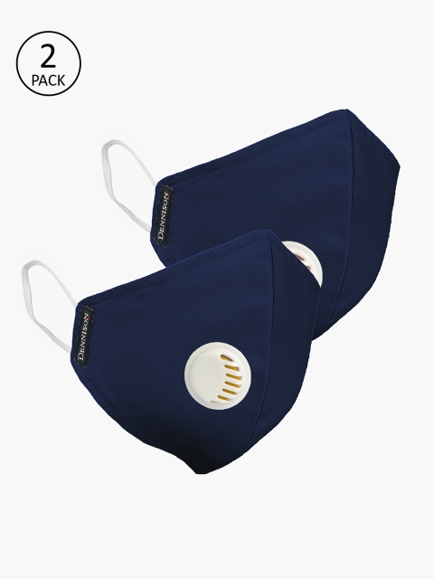 

DENNISON Unisex 2 Pcs Navy Blue Reusable 2-Ply Protective Outdoor Masks With Valve