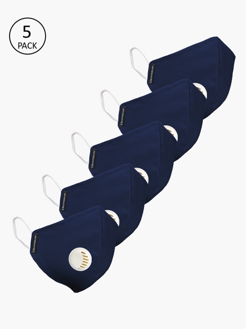 

DENNISON Unisex Navy Blue Pack of 5 Reusable 2-Ply Outdoor Mask With Valve Filter
