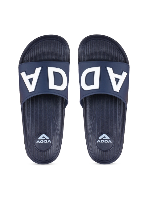 

Adda Men Navy Blue Printed Sliders
