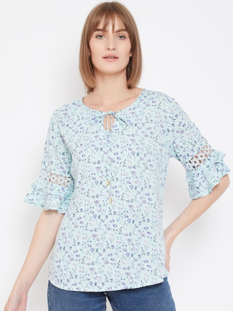 

METTLE Women Blue Printed Top