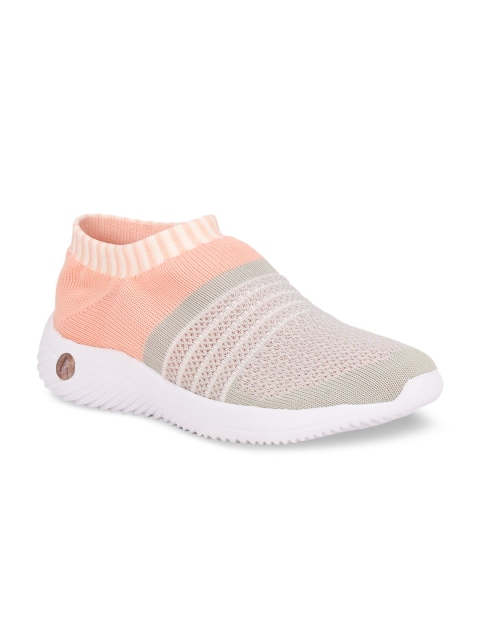 

Columbus Women Grey & Peach Mesh Mid-Top Walking Shoes