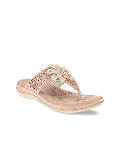 

Khadims Women Pink Textured Open Toe Flats