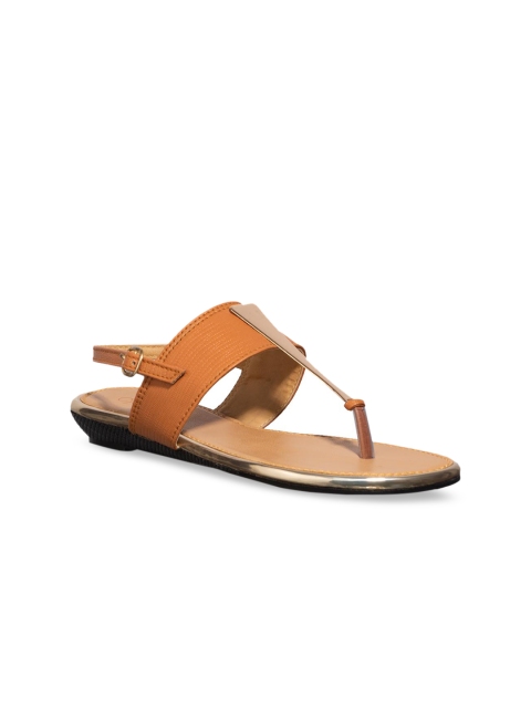 

Khadims Women Tan Solid T-Strap Flats
