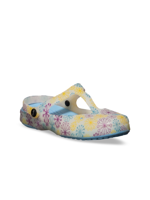 

Khadims Women Blue & Yellow Printed Clogs