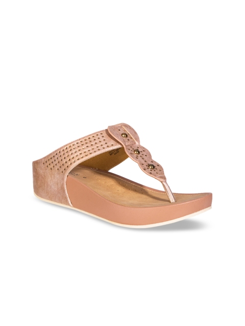 

Khadims Women Rose Gold Solid Sandals