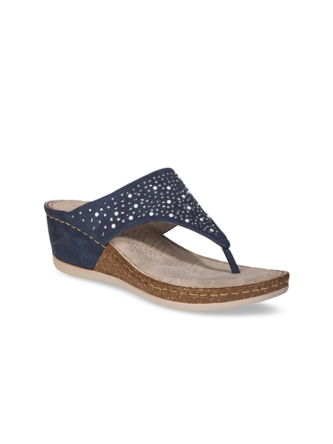 

Khadims Women Navy Blue Embellished Heels