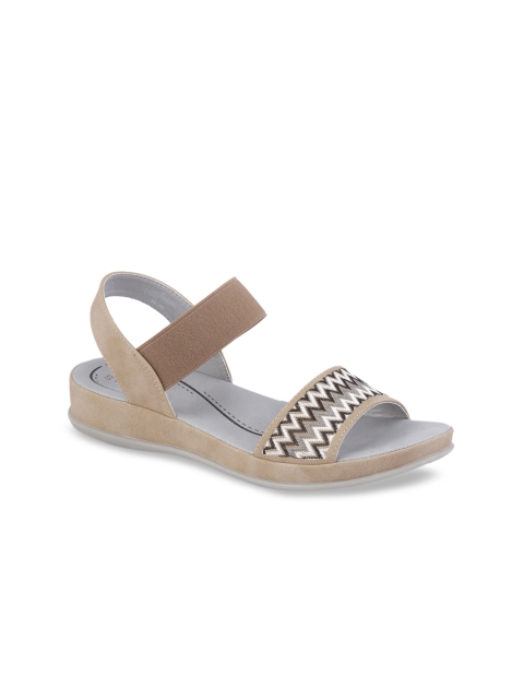 

Khadims Women Beige & Black Woven Design Wedges