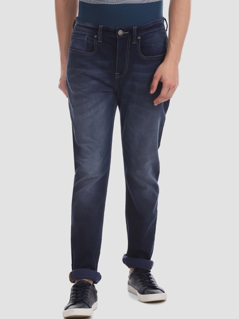 

AD By Arvind Men Navy Blue Tapered Fit Mid-Rise Clean Look Stretchable Jeans