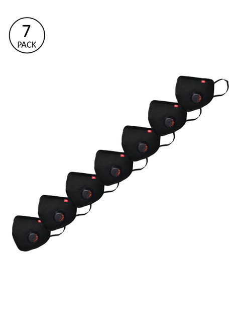 

SWISS MILITARY Unisex Black 7 Pcs Reusable 3-Ply Valved A95+ Masks