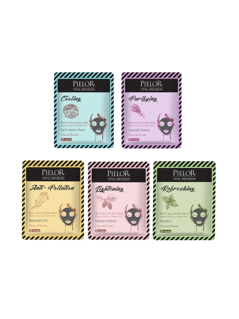 

PIELOR Set of 5 Vital Infusion Black Charcoal Mask 25 ml each, Multi