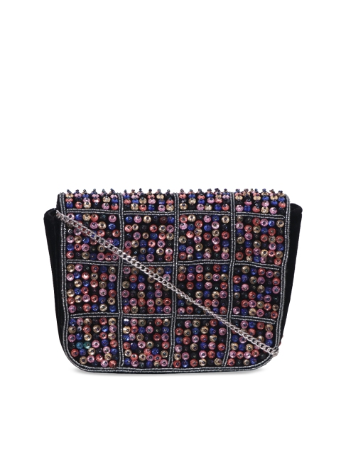 

Diwaah Black & Blue Embellished Sling Bag