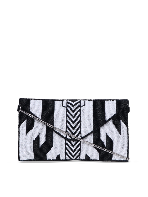 

Diwaah Black & Off-White Printed Envelope Clutch