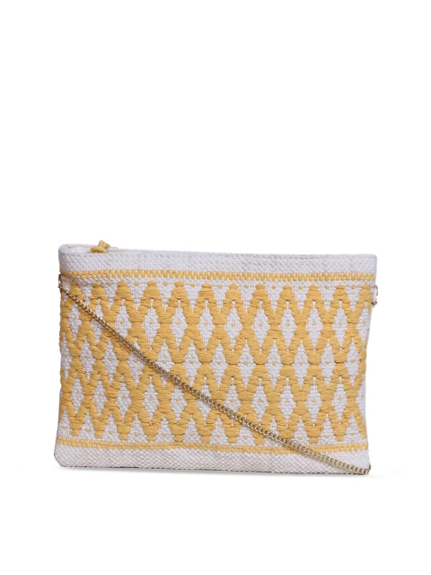 

Diwaah Yellow & Off-White Self Design Sling Bag