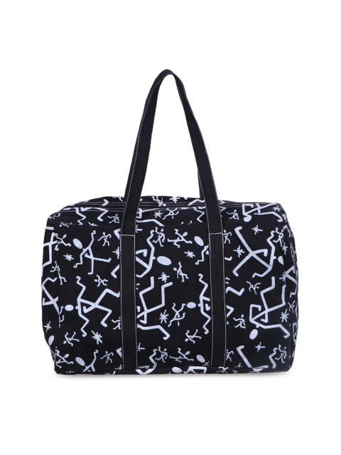 

Diwaah Black & Off-White Printed Handheld Bag